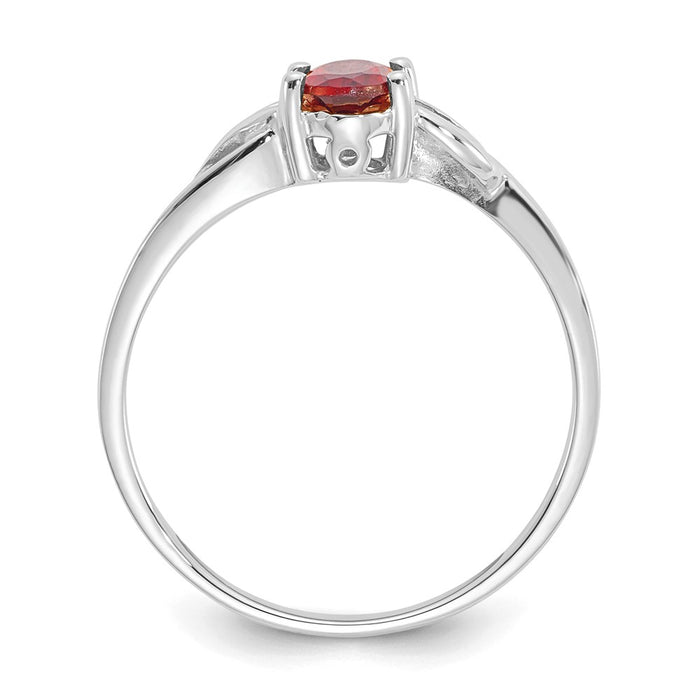 10k White Gold Polished Geniune Garnet Birthstone Ring, Size: 7