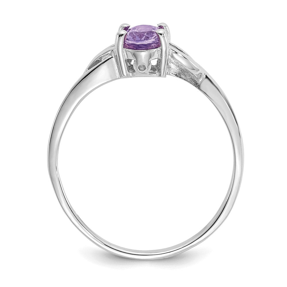 10k White Gold Polished Geniune Amethyst Birthstone Ring, Size: 7