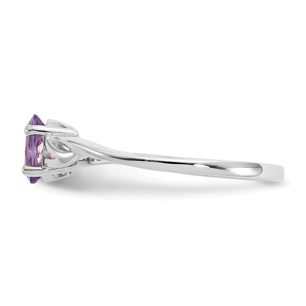10k White Gold Polished Geniune Amethyst Birthstone Ring, Size: 7