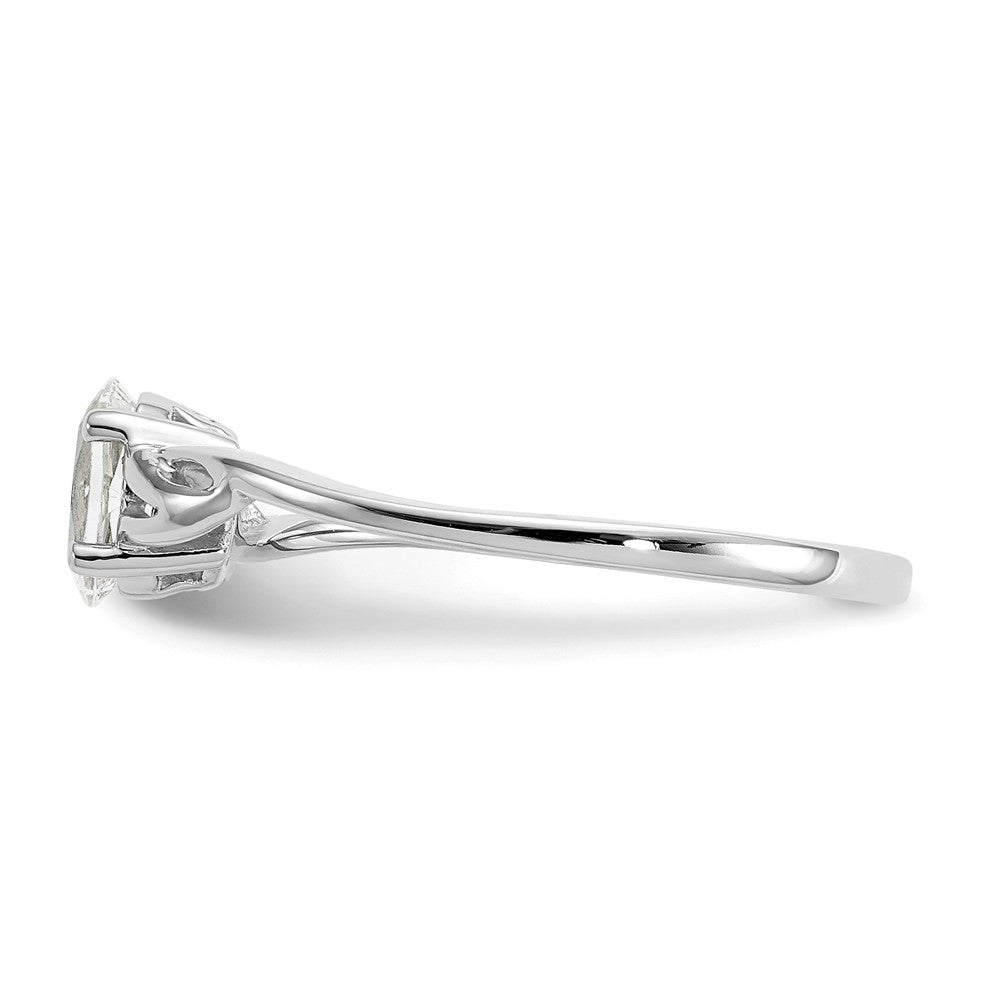 10k White Gold Polished Geniune White Topaz Birthstone Ring, Size: 7