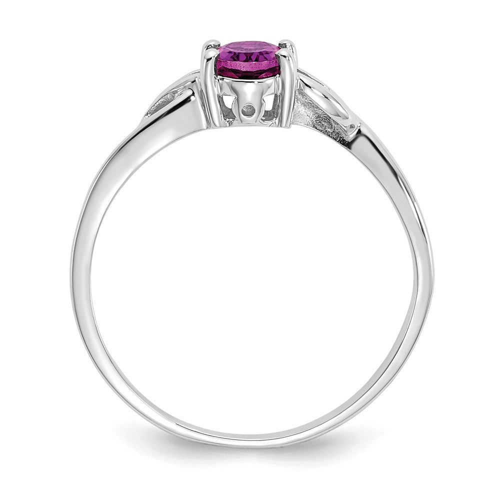 10k White Gold Polished Geniune Rhodolite Garnet Birthstone Ring, Size: 7