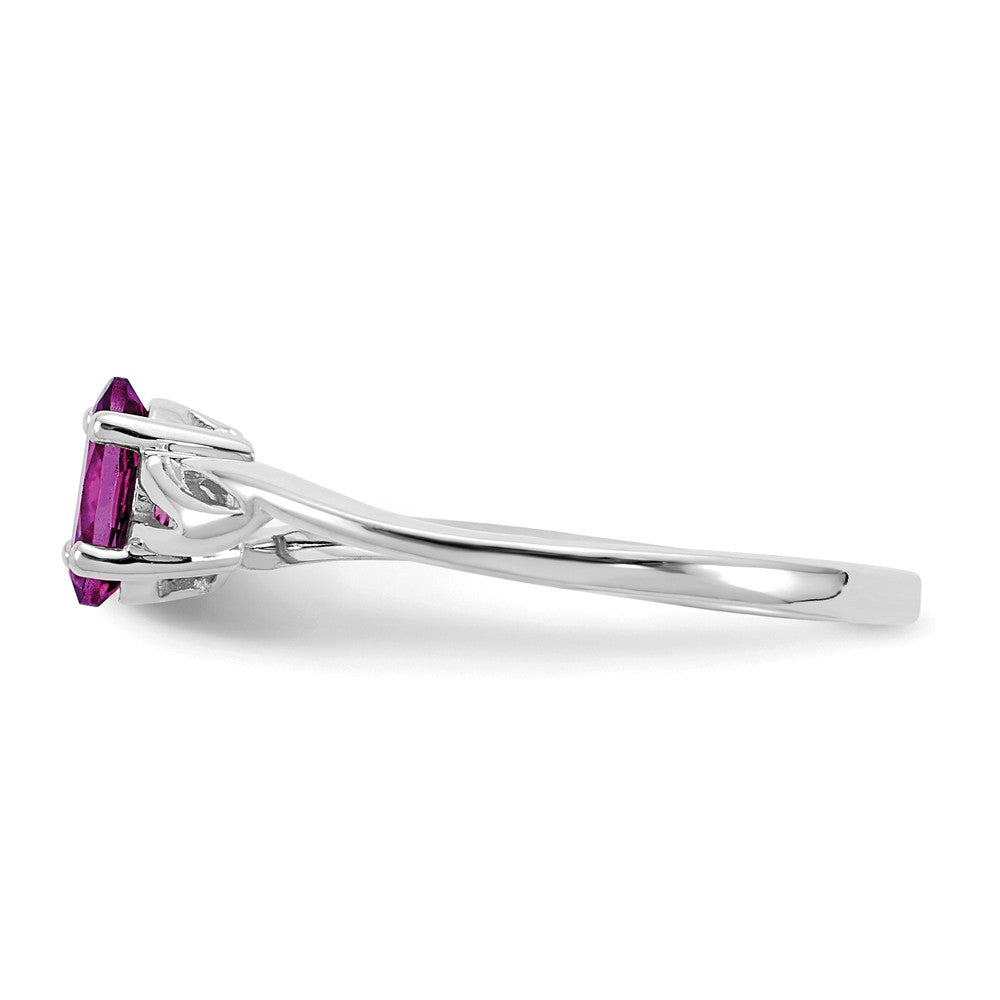 10k White Gold Polished Geniune Rhodolite Garnet Birthstone Ring, Size: 7