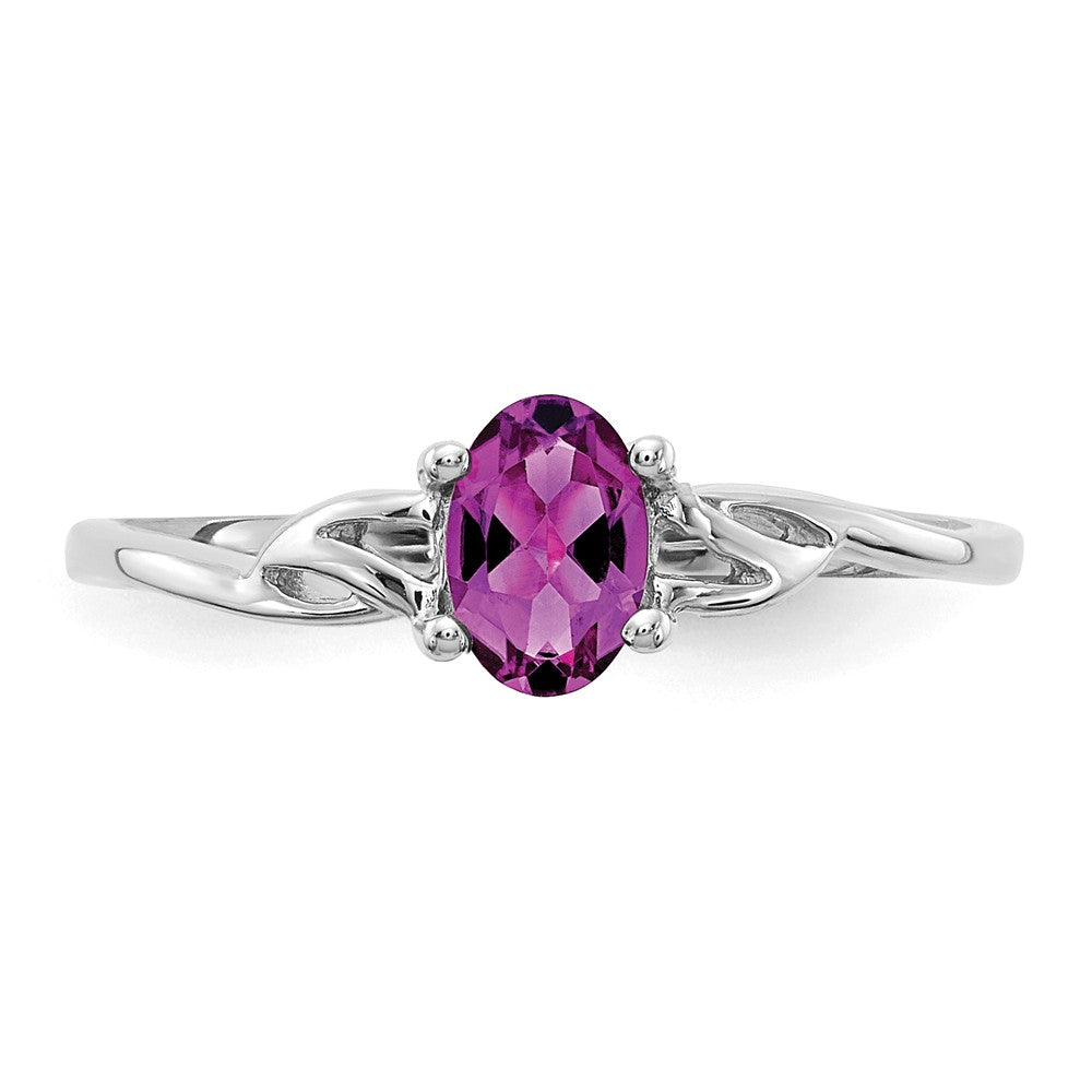 10k White Gold Polished Geniune Rhodolite Garnet Birthstone Ring, Size: 7