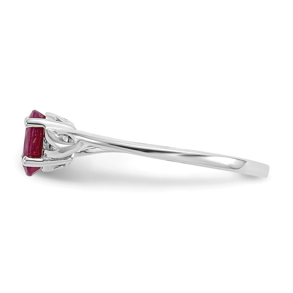 10k White Gold Polished Geniune Ruby Birthstone Ring, Size: 7