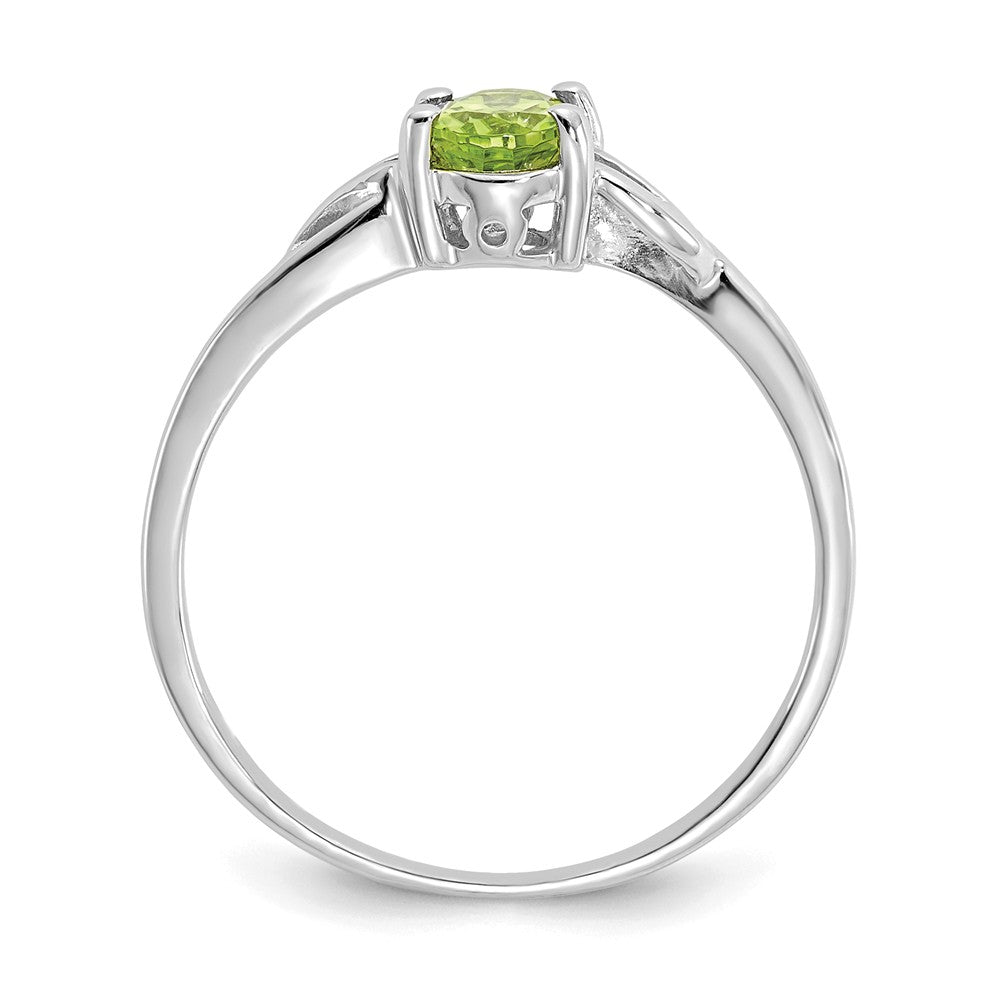 10k White Gold Polished Geniune Peridot Birthstone Ring, Size: 7