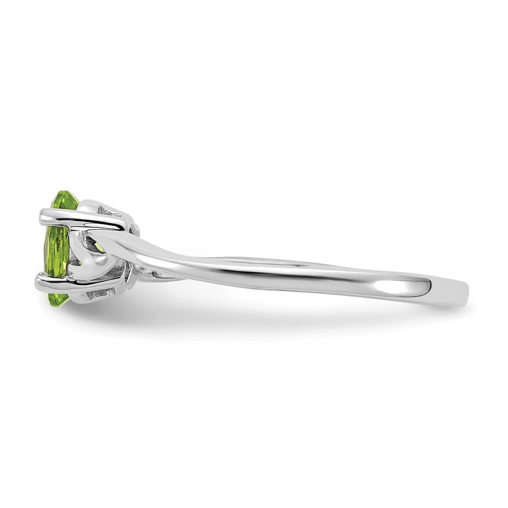 10k White Gold Polished Geniune Peridot Birthstone Ring, Size: 7