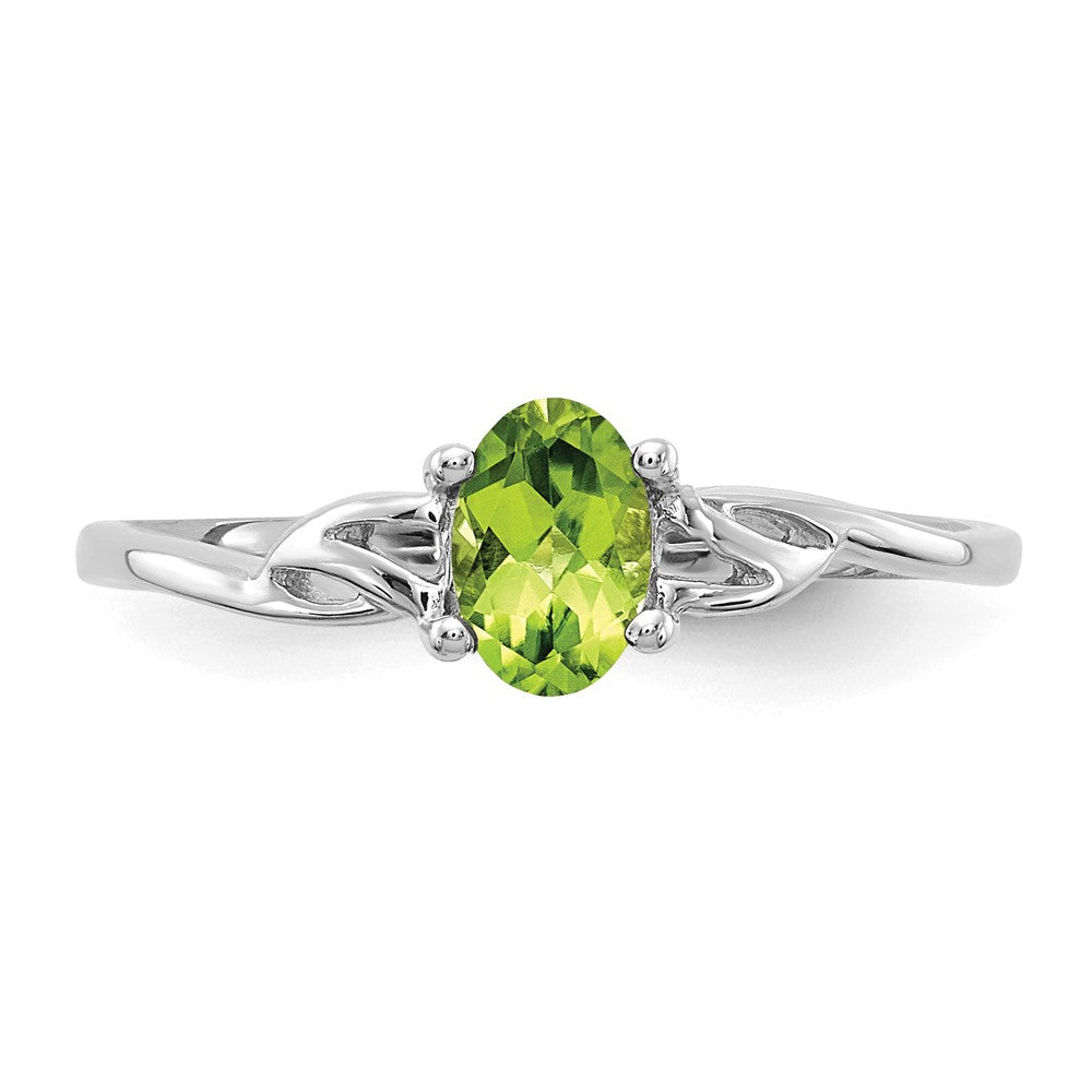 10k White Gold Polished Geniune Peridot Birthstone Ring, Size: 7