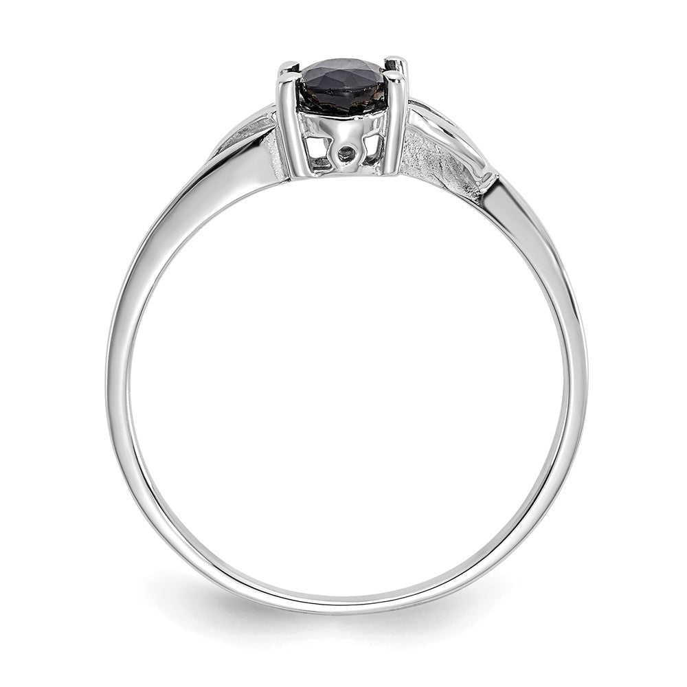 10k White Gold Polished Geniune Sapphire Birthstone Ring, Size: 7