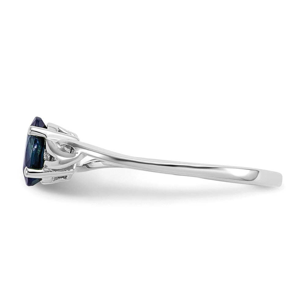 10k White Gold Polished Geniune Sapphire Birthstone Ring, Size: 7