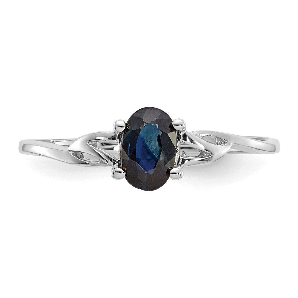 10k White Gold Polished Geniune Sapphire Birthstone Ring, Size: 7