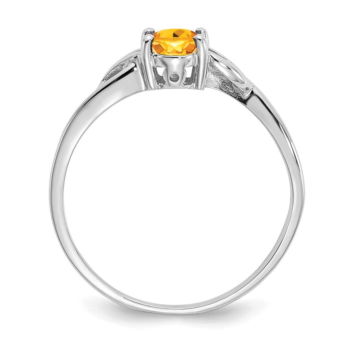 10k White Gold Polished Geniune Citrine Birthstone Ring, Size: 7