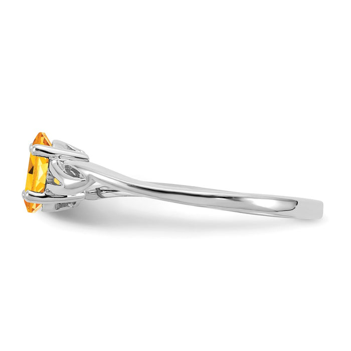 10k White Gold Polished Geniune Citrine Birthstone Ring, Size: 7