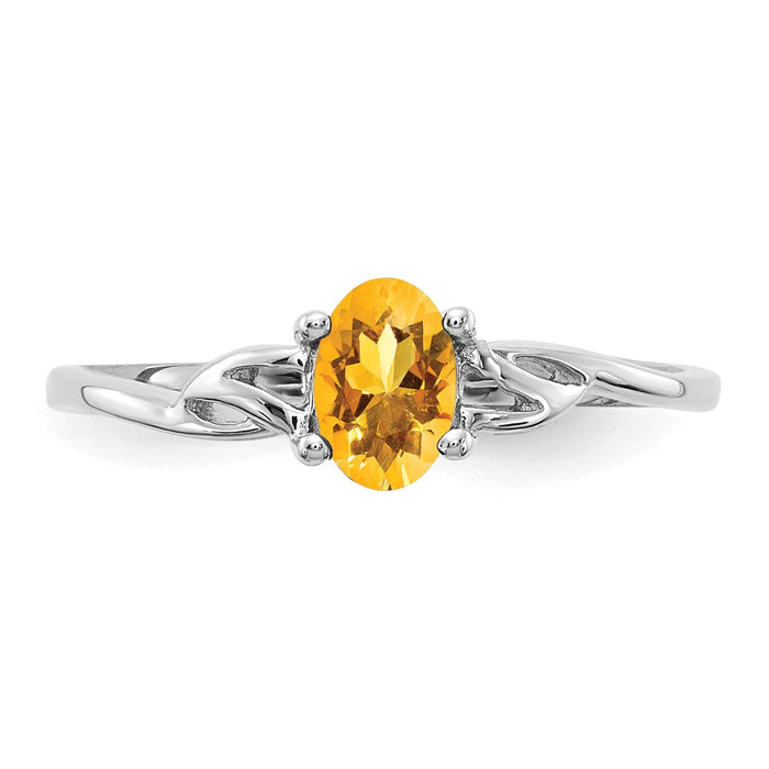 10k White Gold Polished Geniune Citrine Birthstone Ring, Size: 7