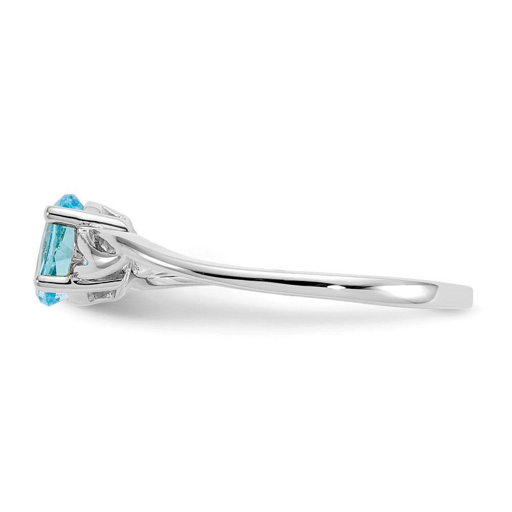 10k White Gold Polished Geniune Blue Topaz Birthstone Ring, Size: 7