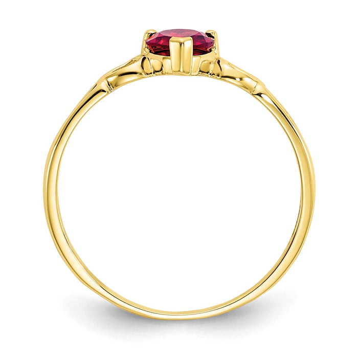 10k Yellow Gold Polished Geniune Garnet Birthstone Ring, Size: 6