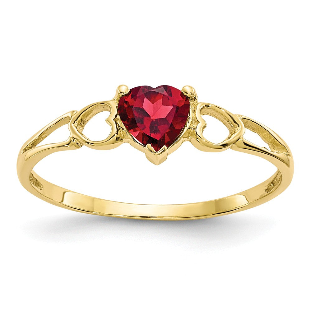 10k Yellow Gold Polished Geniune Garnet Birthstone Ring, Size: 6