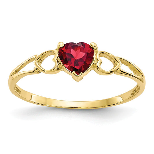 10k Yellow Gold Polished Geniune Garnet Birthstone Ring, Size: 6