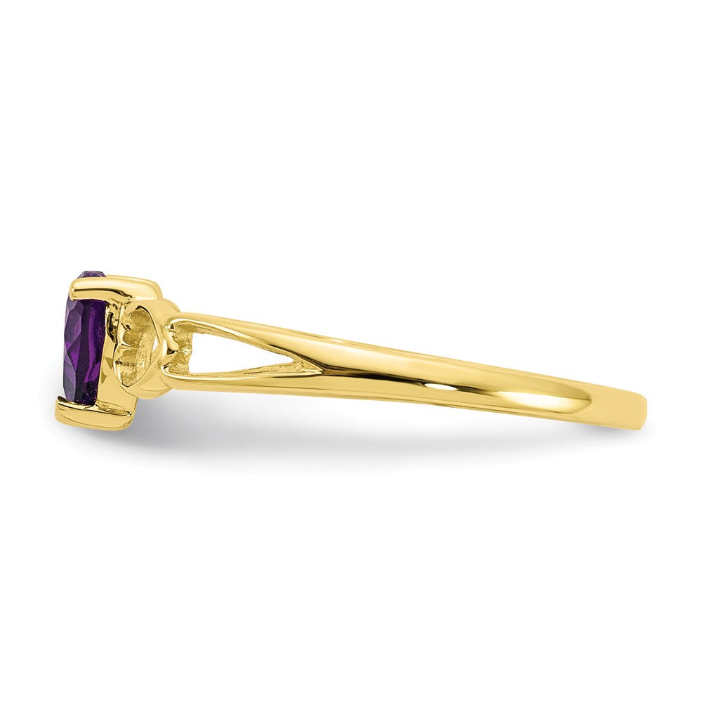 10k Yellow Gold Polished Geniune Amethyst Birthstone Ring, Size: 6