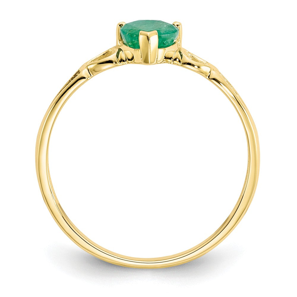 10k Yellow Gold Polished Geniune Emerald Birthstone Ring, Size: 6