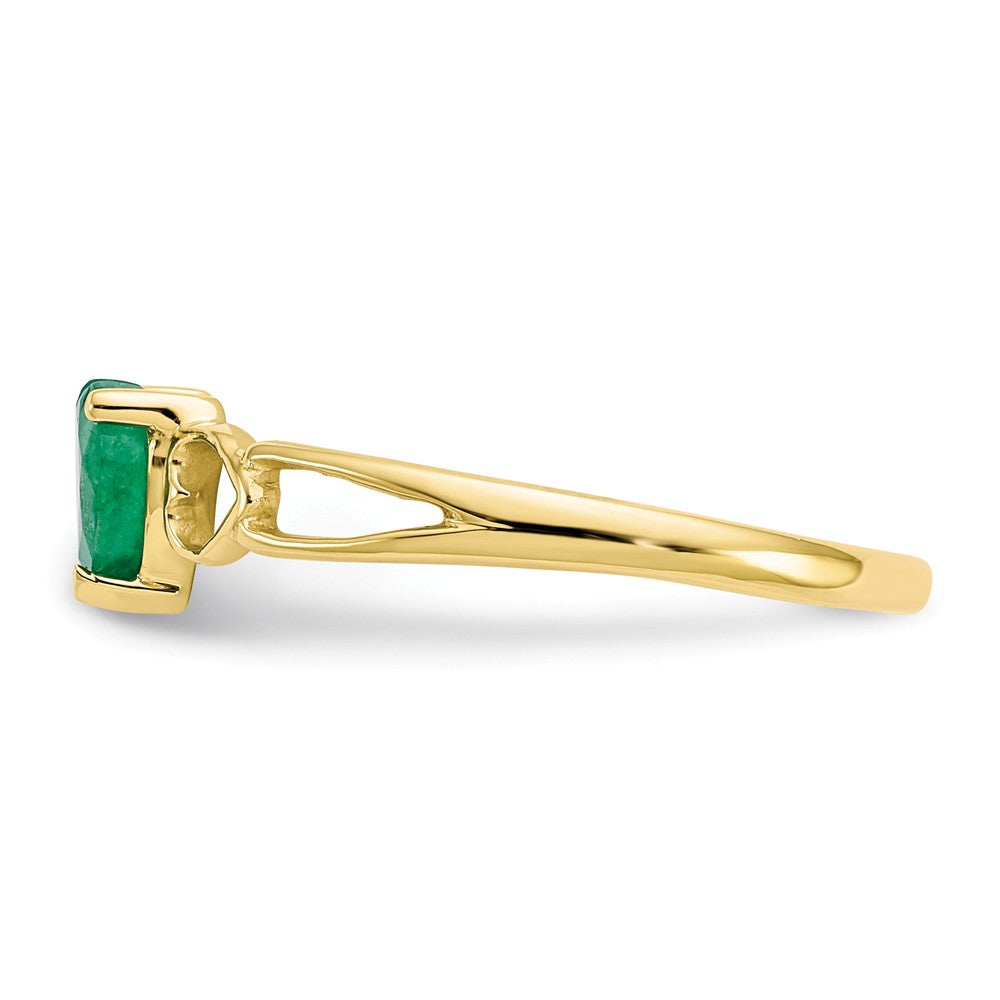 10k Yellow Gold Polished Geniune Emerald Birthstone Ring, Size: 6