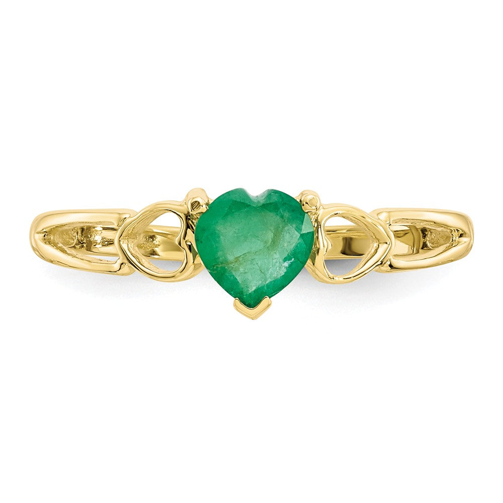 10k Yellow Gold Polished Geniune Emerald Birthstone Ring, Size: 6
