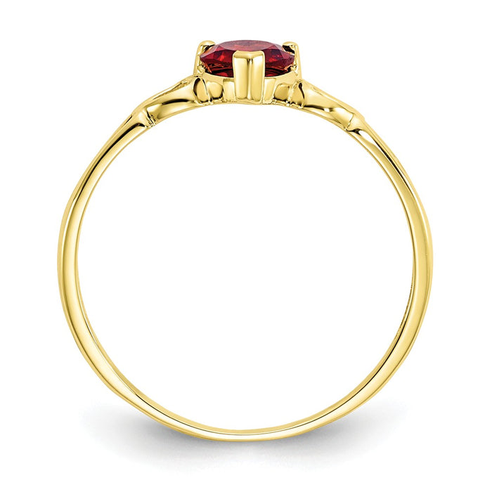 10k Yellow Gold Polished Geniune Rhodolite Garnet Birthstone Ring, Size: 6