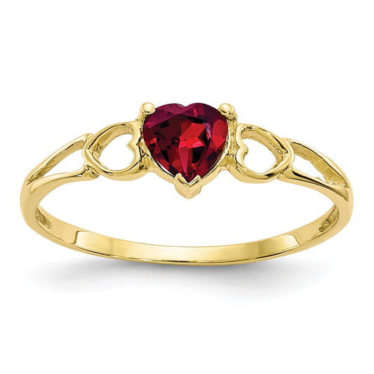 10k Yellow Gold Polished Geniune Rhodolite Garnet Birthstone Ring, Size: 6