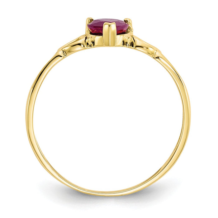 10k Yellow Gold Polished Geniune Ruby Birthstone Ring, Size: 6