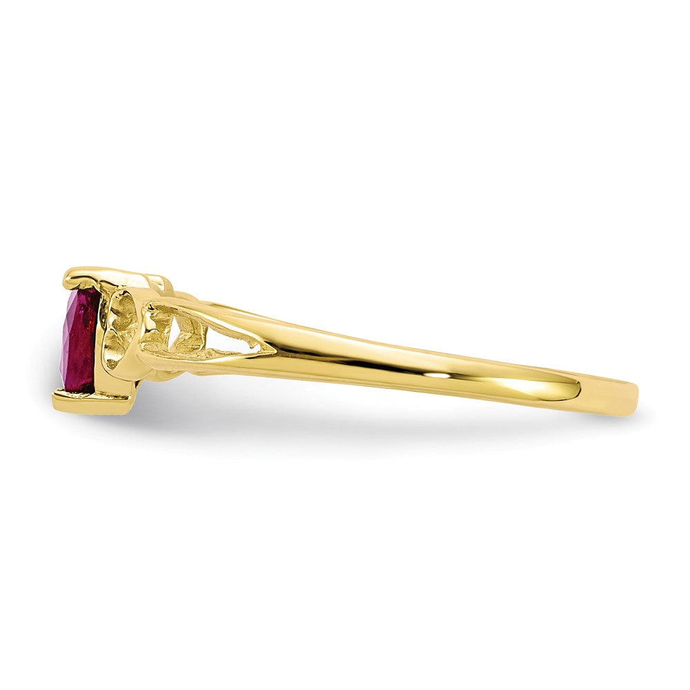 10k Yellow Gold Polished Geniune Ruby Birthstone Ring, Size: 6