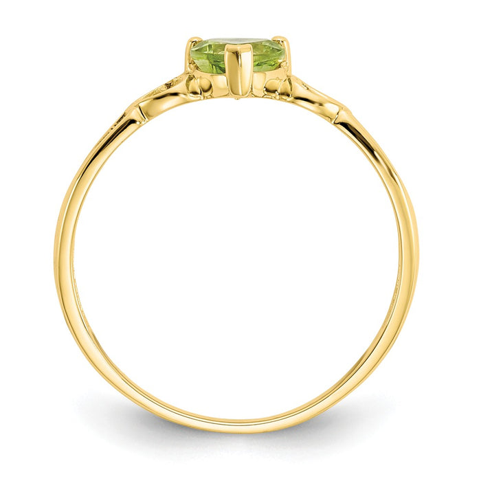 10k Yellow Gold Polished Geniune Peridot Birthstone Ring, Size: 6