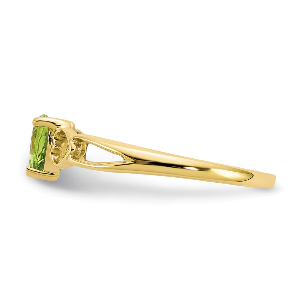 10k Yellow Gold Polished Geniune Peridot Birthstone Ring, Size: 6