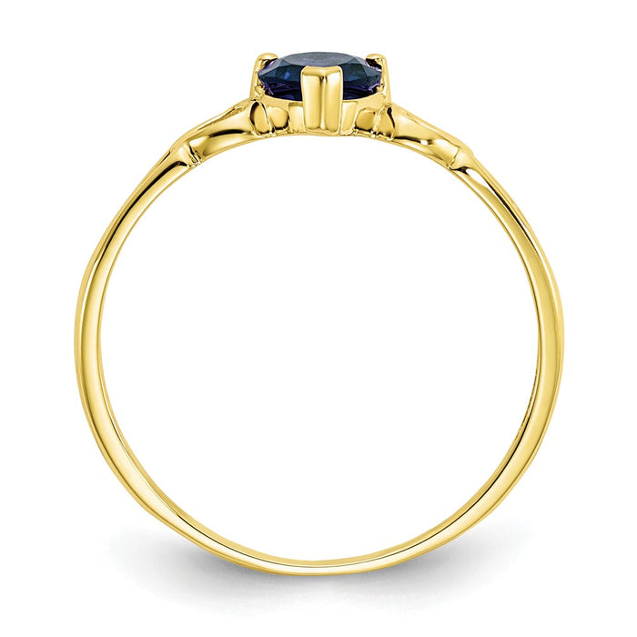 10k Yellow Gold Polished Geniune Sapphire Birthstone Ring, Size: 6