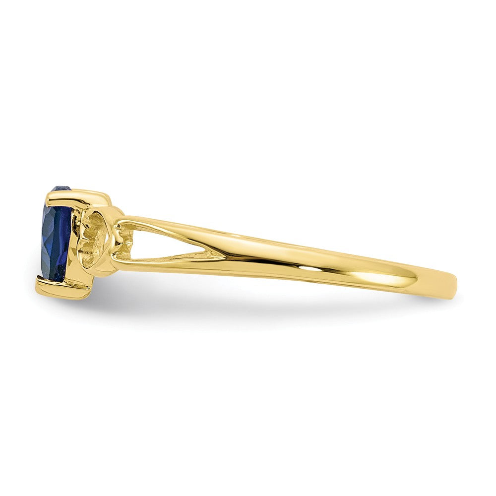 10k Yellow Gold Polished Geniune Sapphire Birthstone Ring, Size: 6