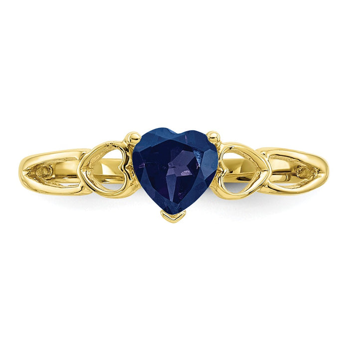 10k Yellow Gold Polished Geniune Sapphire Birthstone Ring, Size: 6