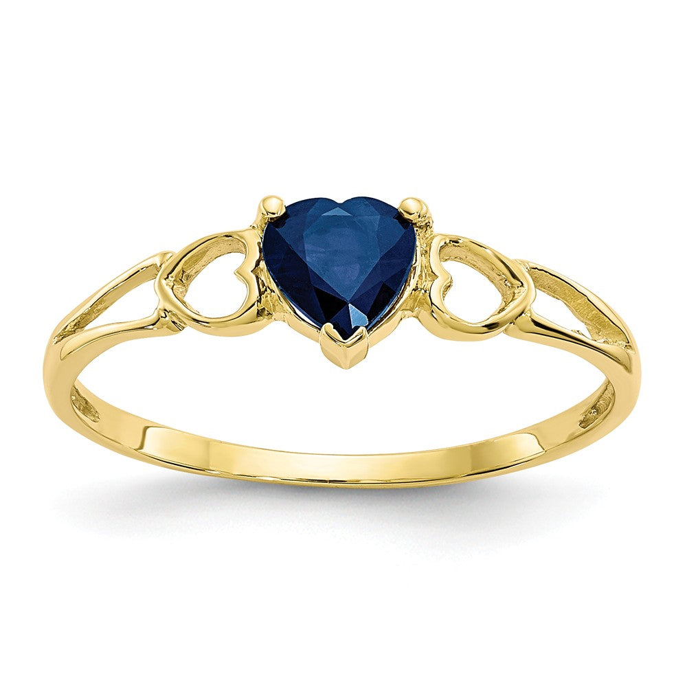 10k Yellow Gold Polished Geniune Sapphire Birthstone Ring, Size: 6