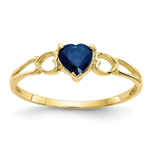 10k Yellow Gold Polished Geniune Sapphire Birthstone Ring, Size: 6