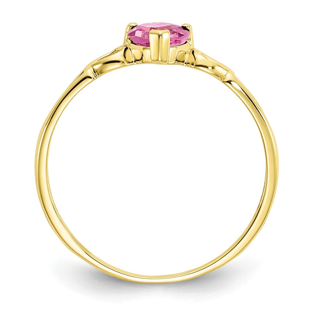 10k Yellow Gold Polished Geniune Pink Tourmaline Birthstone Ring, Size: 6