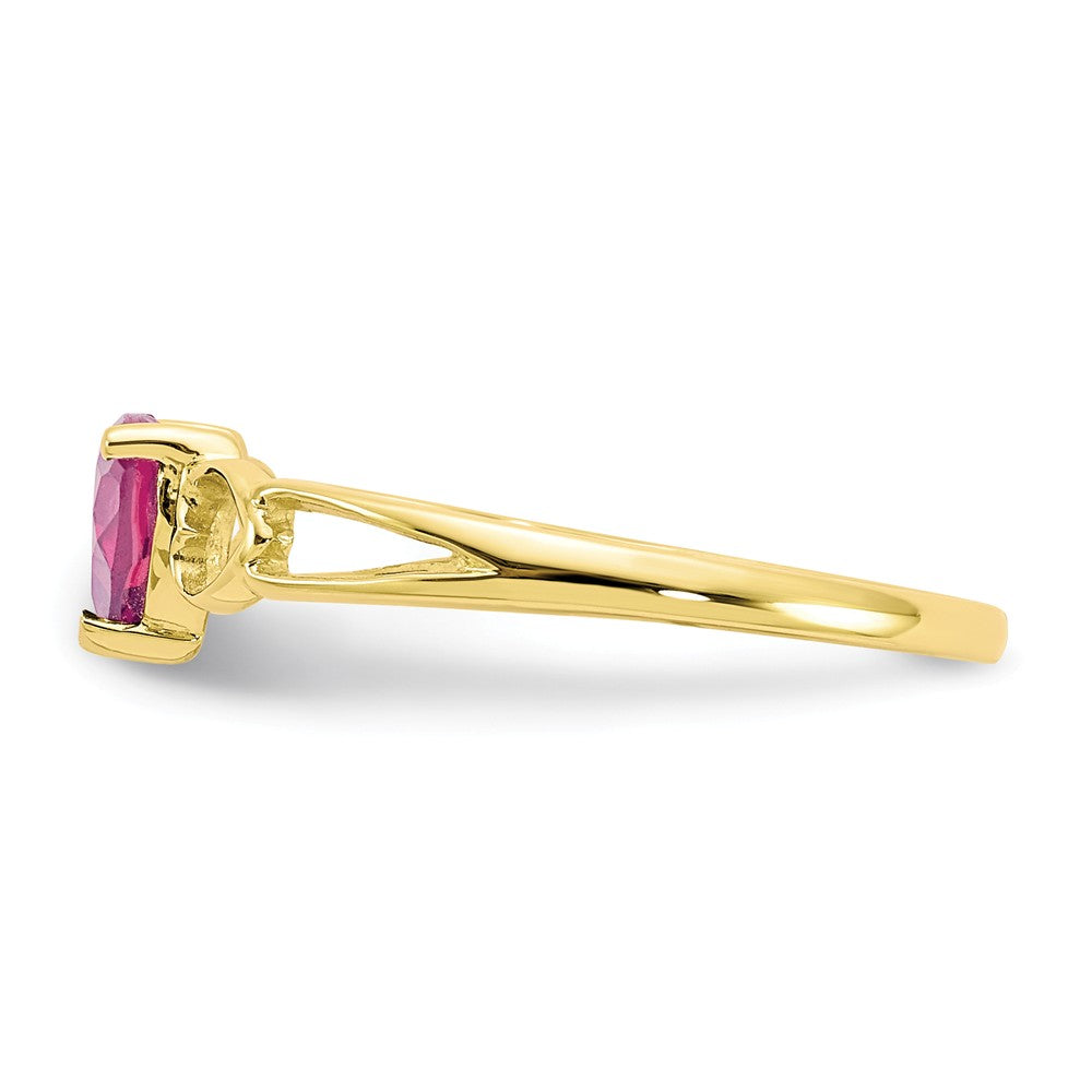 10k Yellow Gold Polished Geniune Pink Tourmaline Birthstone Ring, Size: 6