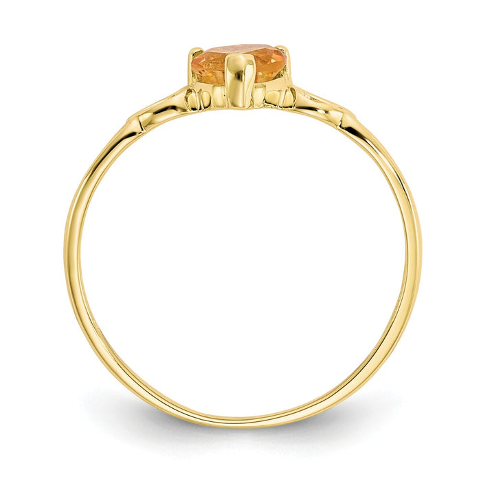 10k Yellow Gold Polished Geniune Citrine Birthstone Ring, Size: 6