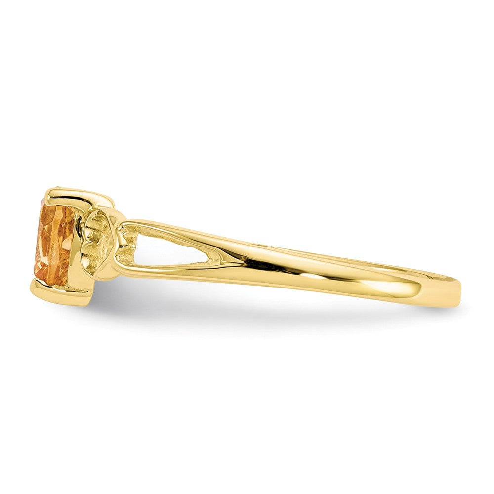 10k Yellow Gold Polished Geniune Citrine Birthstone Ring, Size: 6