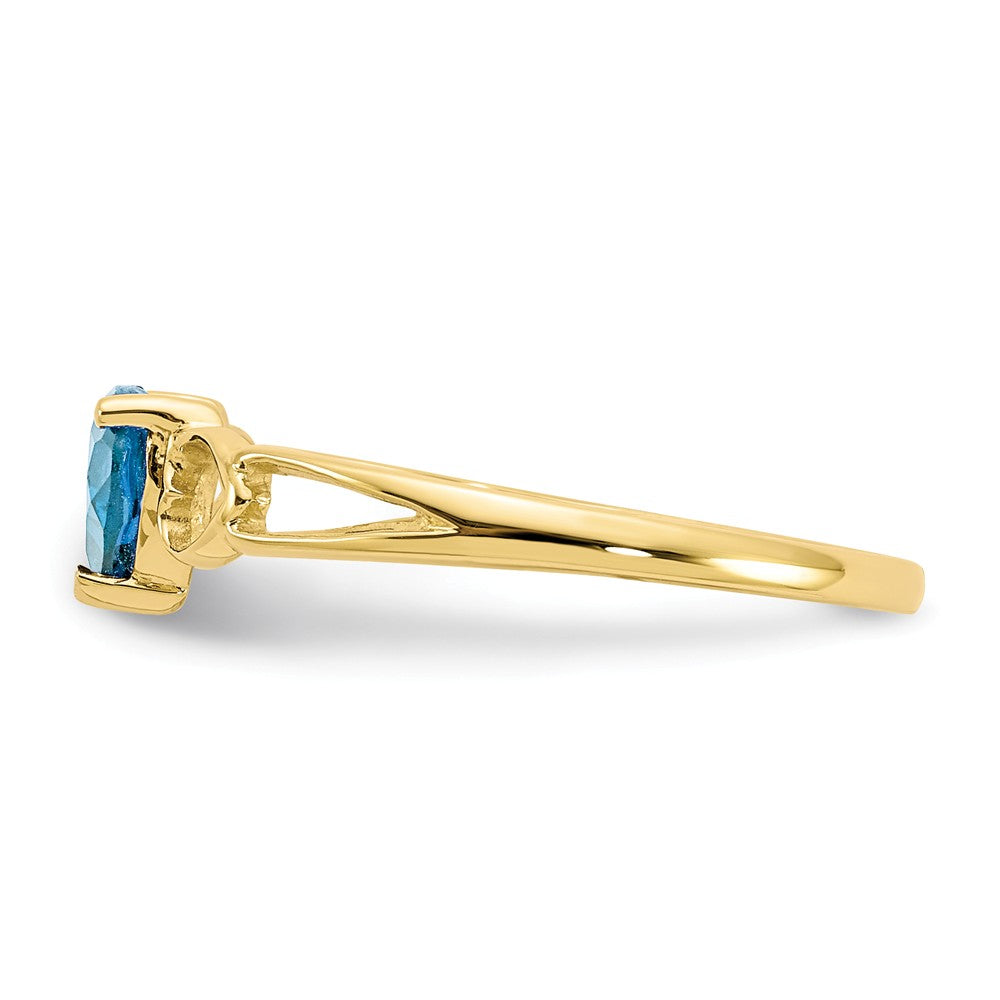 10k Yellow Gold Polished Geniune Blue Topaz Birthstone Ring, Size: 6