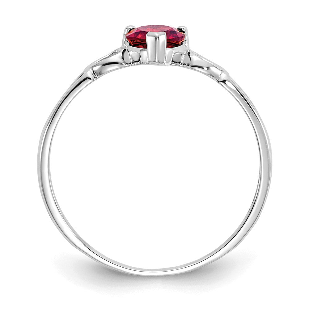 10k White Gold Polished Geniune Garnet Birthstone Ring, Size: 6