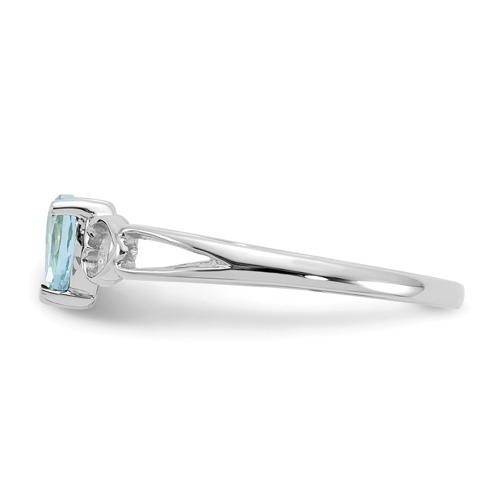 10k White Gold Polished Geniune Aquamarine Birthstone Ring, Size: 6
