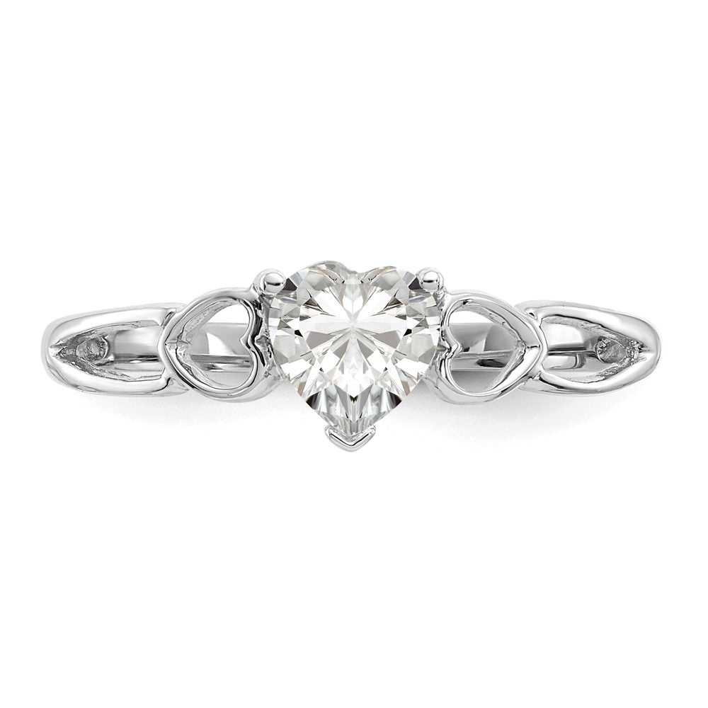 10k White Gold Polished Geniune White Topaz Birthstone Ring, Size: 6