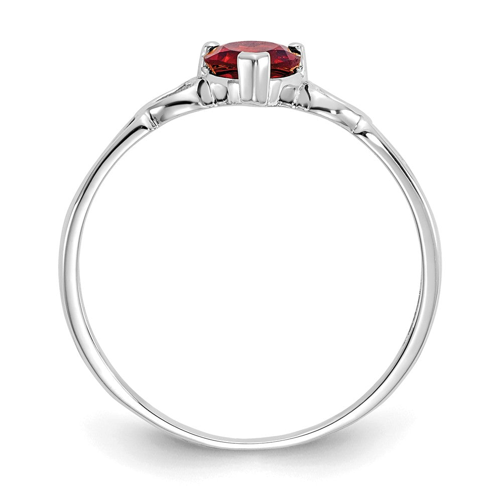 10k White Gold Polished Geniune Rhodolite Garnet Birthstone Ring, Size: 6
