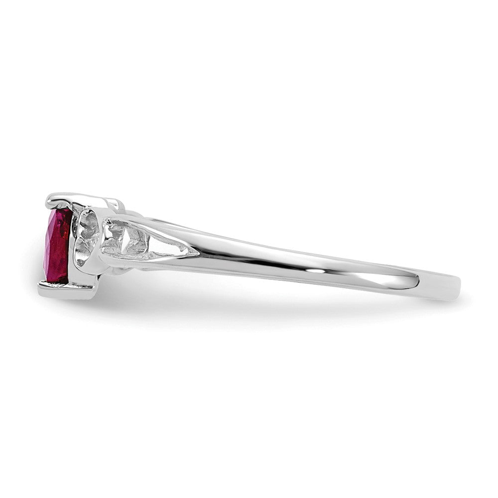 10k White Gold Polished Geniune Ruby Birthstone Ring, Size: 6