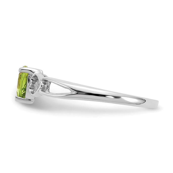 10k White Gold Polished Geniune Peridot Birthstone Ring, Size: 6