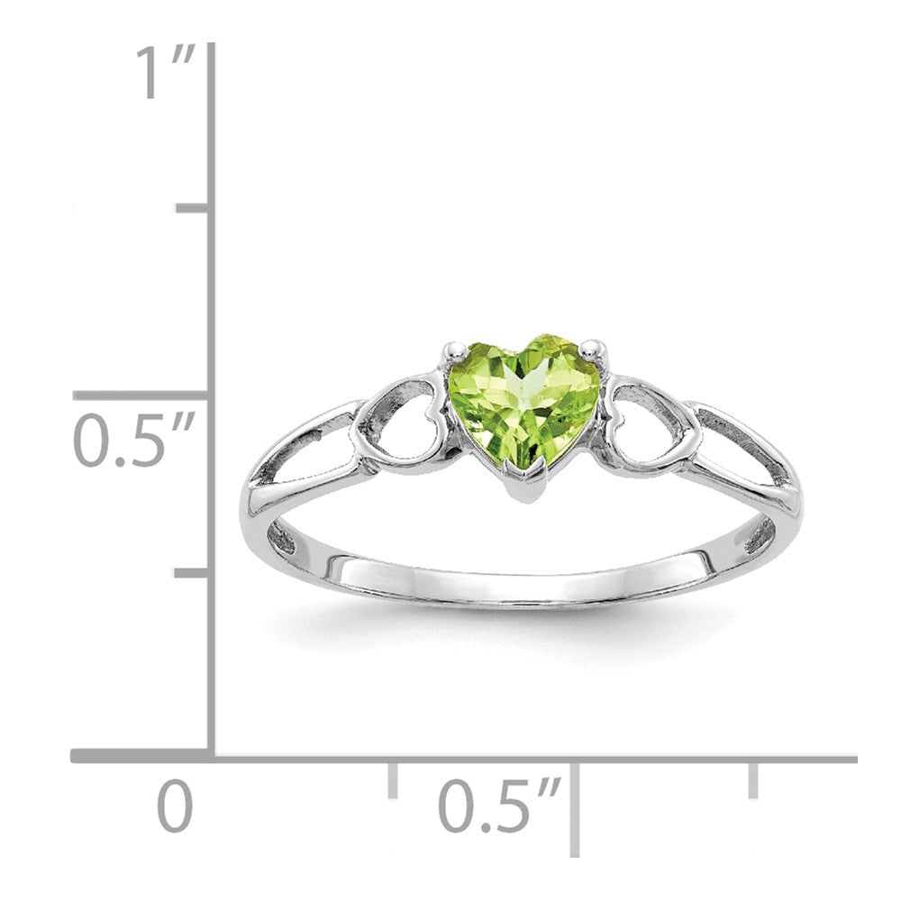 10k White Gold Polished Geniune Peridot Birthstone Ring, Size: 6