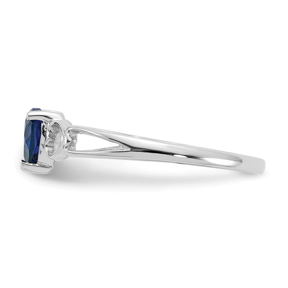 10k White Gold Polished Geniune Sapphire Birthstone Ring, Size: 6