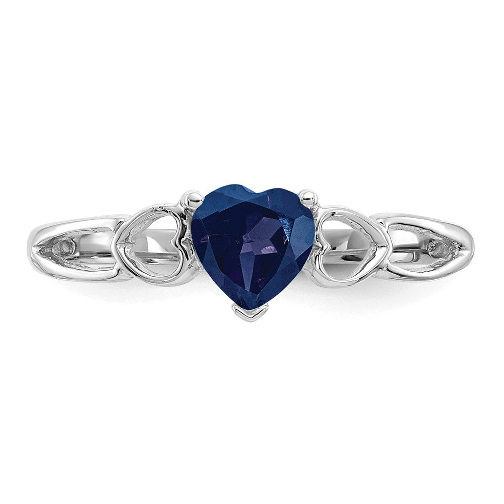 10k White Gold Polished Geniune Sapphire Birthstone Ring, Size: 6